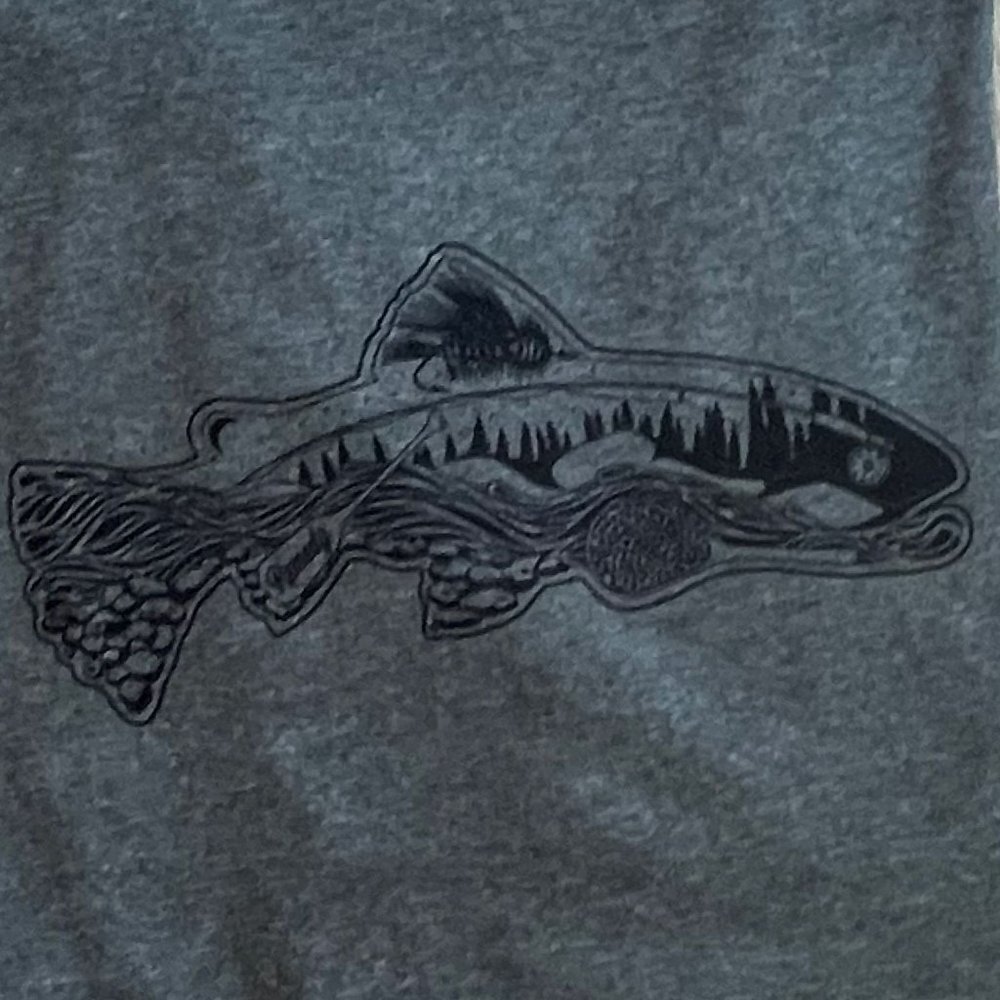Remedy Provisions Gray Long Sleeve Fish Decal Men's Shirt Size L - Picture 6 of 7